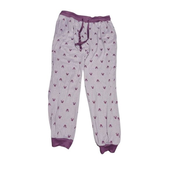 Disney Minnie Mouse Pajama Pants Womens Medium Purple Soft Drawstring Lounge - Picture 1 of 8